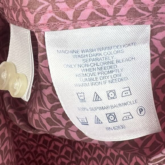 Lands End Pink Maroon No Iron Supima Button Down Shirt Size 18 Collared - Picture 9 of 9